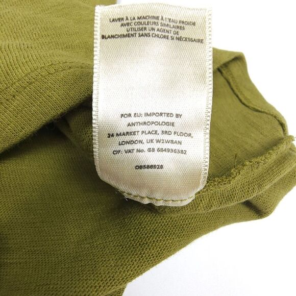 NEW Anthropologie Postmark Slub Knit Asymmetrical Ruffle Top Holly Green Small - Picture 6 of 7